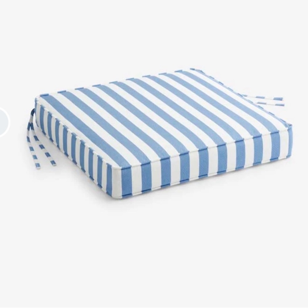 Blue and White Striped Dining Chair Cushion